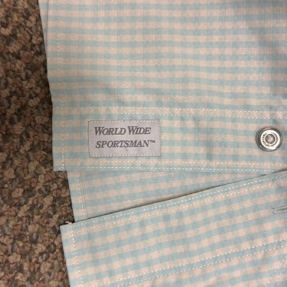 World wide Sportsman  Light Blue-Green Checkered Shirt‎ 2Xl